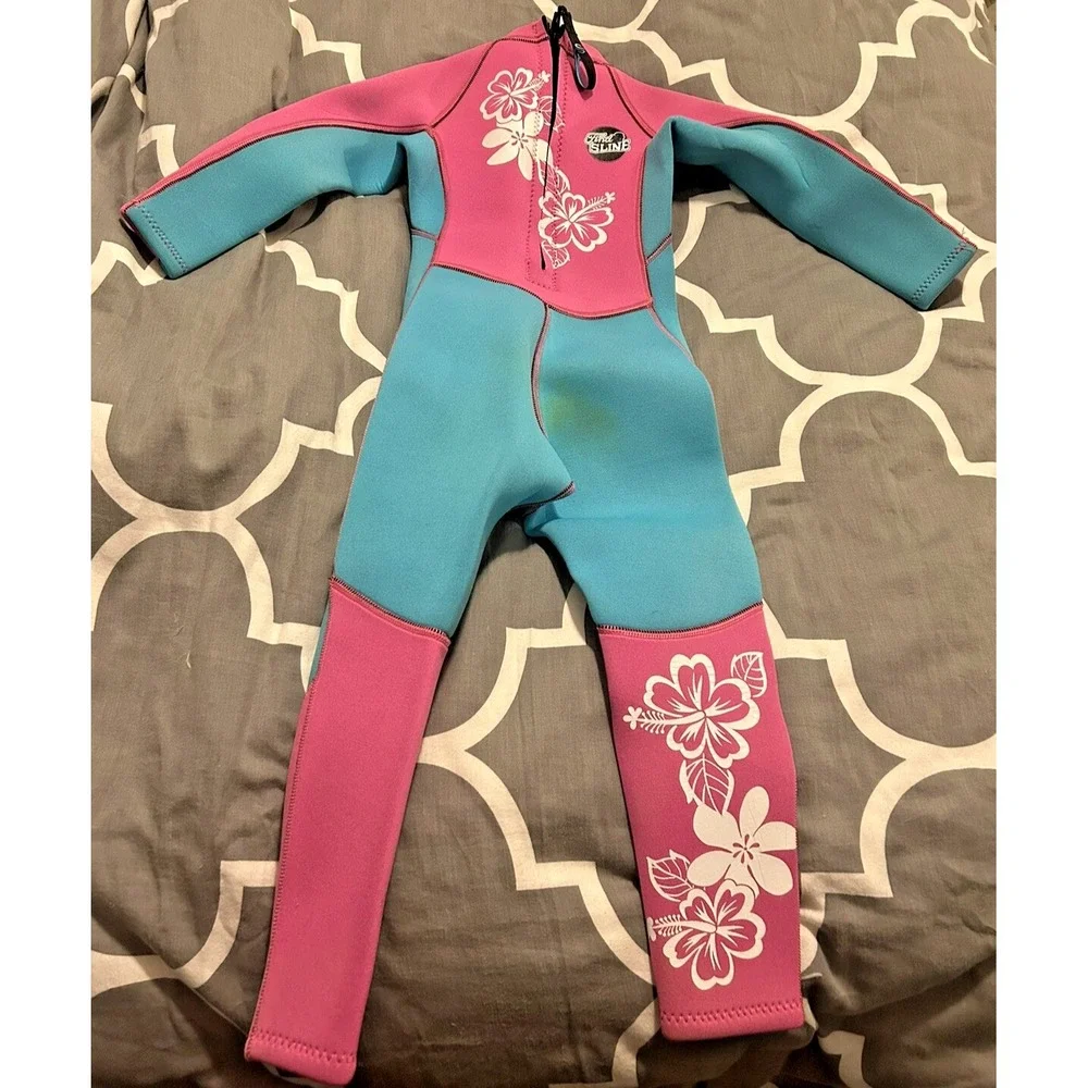 Wetsuit Girls Size Medium Pink Blue Scuba Surf Swim Thermal Flex Neoprene 3MM